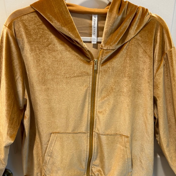 Velour Hoodie, Gold/Orange Color, XXL, Fabletics - Picture 2 of 6